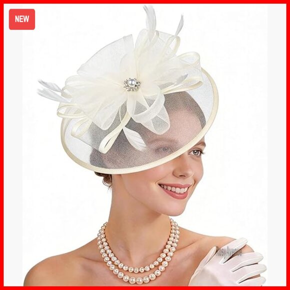 Vintage Feather Mesh Fascinator Hat for Derby Prom Church Tea Party main image 6
